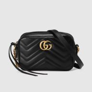 Gucci Mini Marmont Shoulder Bag In Matelasse Leather Black/Gold