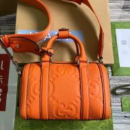 Gucci Mini Jumbo GG Duffle Bag with ID Tag In Grainy Leather 725292 Orange