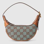 Gucci Mini Ophidia Half-Moon Bag In GG Canvas 783124 Blue/Brown