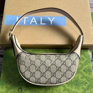 Gucci Mini Ophidia Half-Moon Bag with Horsebit In GG Supreme Canvas 774336 Apricot
