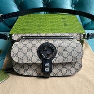 Gucci Small Blondie Flap Belt Bag In GG Supreme Canvas 718154 Navy Blue