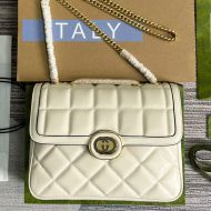 Gucci Small Deco Crossbody Bag In Quilted Leather 740834 White
