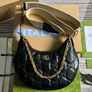 Gucci Small Half-Moon Bag In GG Matelasse Leather ?739709 Black