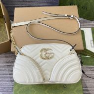 Gucci Small Marmont Shoulder Bag with Shell Pouch In Matelasse Leather 798715 White