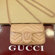 Gucci Super Mini Marmont Flap Crossbody Bag In Matelasse Leather 476433 Brown