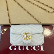 Gucci Super Mini Marmont Flap Crossbody Bag In Matelasse Leather 476433 Grey