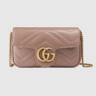 Gucci Super Mini Marmont Flap Crossbody Bag In Matelasse Leather 476433 Nude