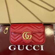 Gucci Super Mini Marmont Flap Crossbody Bag In Matelasse Leather 476433 Red