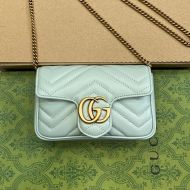 Gucci Super Mini Marmont Flap Crossbody Bag In Matelasse Leather 476433 Sky Blue