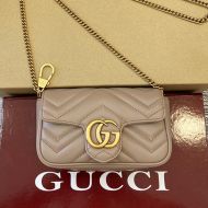 Gucci Super Mini Marmont Flap Crossbody Bag In Matelasse Leather 476433 Taupe