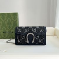 Gucci Super Mini Dionysus Crossbody Bag In GG Supreme Denim Black